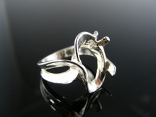 3555  RING SETTING STERLING SILVER, SIZE 5.5, 14X10 MM OVAL CAB. STONE