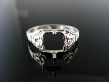 R41  STERLING SILVER RING SETTING,  6X6 MM SQUARE FACETED GEMSTONE,SIZE 7.25