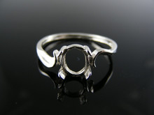 3661  RING SETTING STERLING SILVER, SIZE 7.75, 7X5  MM OVAL FACETED OR CAB.