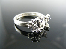 4775  RING SETTING STERLING SILVER, SIZE 6.25, 8X6 MM OVAL FACETED OR CAB STONE