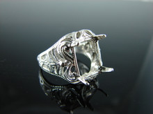 R89  RING SETTING STERLING SILVER, SIZE 6.5, 11X9MM EMERALD STONE