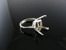 2606  STERLING SILVER RING SETTING, 18X13 MM OVAL FACETED GEMSTONE, SIZE 5.5