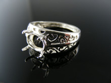 R68 STERLING SILVER RING SETTING, 9X7 MM OVAL GEMSTONE, SIZE 7