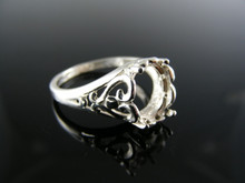R87  STERLING SILVER RING SETTING, 9X7 MM OVAL FACETED OR CABOCHON GEMSTONE, SIZE 9