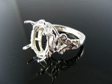 5526 STERLING SILVER RING SETTING, 16X12 MM OVAL GEMSTONE, SIZE 7.5