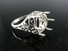 5423  RING SETTING STERLING SILVER, SIZE 7.5, 10.5 MM ROUND CAB STONE