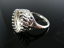 R134  STERLING SILVER RING SETTING, 13 MM ROUND FACETED GEMSTONE, SIZE 8.75