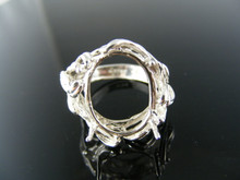 3858 STERLING SILVER FILIGREE RING SETTING, 18X13 MM OVAL FACETED GERMSTONE, SIZE 8.25
