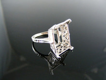 2623  RING SETTING STERLING SILVER, SIZE 4.75, 16X12 MM EMERALD STONE
