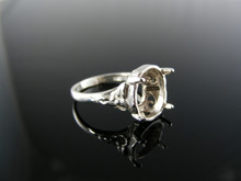 1867  STERLING SILVER RING SETTING, 11X9 MM OVAL GEMSTONE, SIZE 5.5
