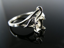 2711 STERLING SILVER RING SETTING,  7 MM ROUND FACETED GEMSTONE, SIZE 7.5