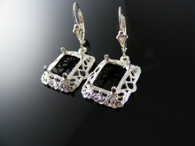 ER6 STERLING SILVER FILIGREE EARRING SETTING, 10X8 MM EMERALD CUT FACETED GEMSTONE