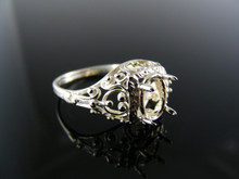 R5 STERLING SILVER FILIGREE RING SETTING,   8X6 MM OVAL FACETED GEMSTONE, SIZE 5.5