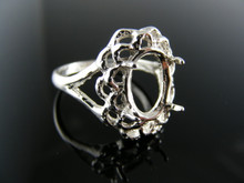 396 RING SETTING STERLING SILVER, SIZE 8, 11X9 MM OVAL STONE