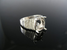 4870 RING SETTING STERLING SILVER,SIZE 6.5, 12X10 MM OVAL FACETED STONE