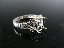 R82 STERLING SILVER RING SETTING, 9X7 MM OVAL FACETED GEMSTONE, SIZE 7