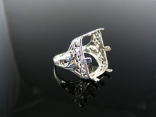 5399 RING SETTING STERLING SILVER, SIZE 7, 17.5X13.5 MM EMERALD CAB STONE