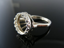 R142  RING SETTING STERLING SILVER, SIZE 5.75, 12.5 MM ROUND STONE
