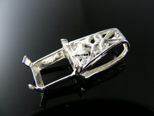 P64  STERLING SILVER PENDANT SETTING, 11X9 MM EMERALD CUT GEMSTONE