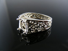 588  STERLING SILVER RING SETTING, 8X6 MM OVAL FACETED GEMSTONE, SIZE 5.75