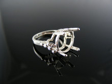 4696 RING SETTING STERLING SILVER, SIZE 4.5, 12X10 MM OVAL FACETED STONE
