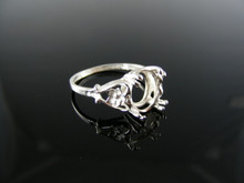 2880  RING SETTING STERLING SILVER, SIZE 7.25, 10X8 MM OVAL STONE