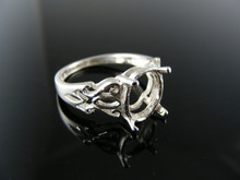 5544 STERLING SILVER RING SETTING, 10X8 OVAL GEMSTONE, SIZE 7.5