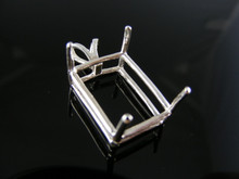 P48  STERLING SILVER PENDANT SETTING, 18X3 MM EMERALD CUT PENDANT GEMSTONE