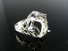 R27  RING SETTING STERLING SILVER, SIZE 7.5, 14X10 MM OVAL STONE