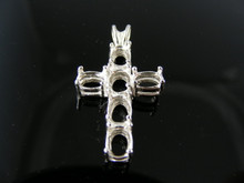 P44  STERLING SILVER PENDANT SETTING, CROSS 6-6X4 MM OVAL FACETED GEMSTONE