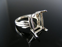 R76 STERLING SILVER RING SETTING, 12X10 MM EMERALD CUT FACETED GEMSTONE, SIZE 5.25