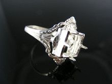 R3A\R3B ANTIQUE RING SETTING STERLING SILVER, SIZE 6.5, 8X8 MM SQUARE FACETED STONE