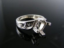 R119 RING SETTING STERLING SILVER, SIZE 5.5, 10X8 MM OVAL FACETED STONE