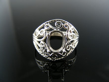 R52 STERLING SILVER RING SETTING, 8X6 MM OVAL FACETED GEMSTONE, SIZE 6