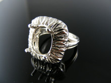 R96 RING SETTING STERLING SILVER, SIZE 5, 11X9 MM OVAL FACETED STONE