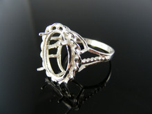 R122 RING SETTING STERLING SILVER, SIZE 5, 14X12 MM OVAL FACETED OR CAB.  STONE