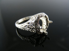 R86 RING SETTING STERLING SILVER, SIZE 6, 9X7 MM EMERALD FACETED STONE