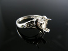 5517  RING SETTING STERLING SILVER, SIZE 5.5, 6.5 MM HEART STONE