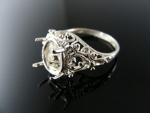 R65  STERLING SILVER RING SETTING, 10X8 MM OVAL FACETED GEMSTONE, SIZE 6