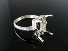 5529 STERLING SILVER RING SETTING, 12X10 MM EMERALD CUT GEMSTONE, SIZE 6