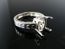 R90 STERLING SILVER RING SETTING, 11X9 MM OVAL FACETED GEMSTONE, SIZE 6.25