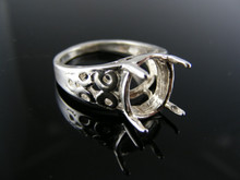 R47 STERLING SILVER RING SETTING, 12X10 MM OVAL FACETED GEMSTONE, SIZE 6.5