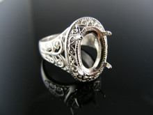 R115 RING SETTING STERLING SILVER, SIZE 6.25, 11X9 MM OVAL FACETED STONE