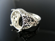 R143 RING SETTING STERLING SILVER, SIZE 6.25, 10.5 MM ROUND FACETED STONE