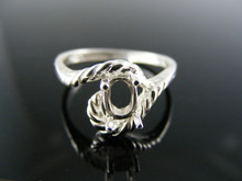 5589  RING SETTING STERLING SILVER, SIZE 7.75, 6X4 MM OVAL STONE