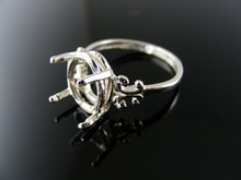 R117 RING SETTING STERLING SILVER, SIZE 7.5, 11X9 MM OVAL FACETED STONE