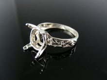 R132 RING SETTING STERLING SILVER, SIZE 7, 12X10MM OVAL FACETED STONE