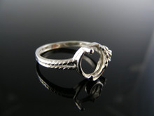 5595  STERLING SILVER RING SETTING, 8X6 MM OVAL CABOCHON GEMSTONE, SIZE 7.25