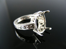 5523  STERLING SILVER RING SETTING, 16X12 MM OVAL FACETED GEMSTONE, SIZE 6