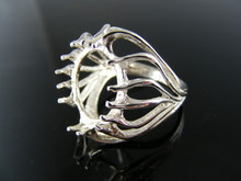 5584 STERLING SILVER RING SETTING, 14X12 MM OVAL CABOCHON GEMSTONE,  SIZE 6